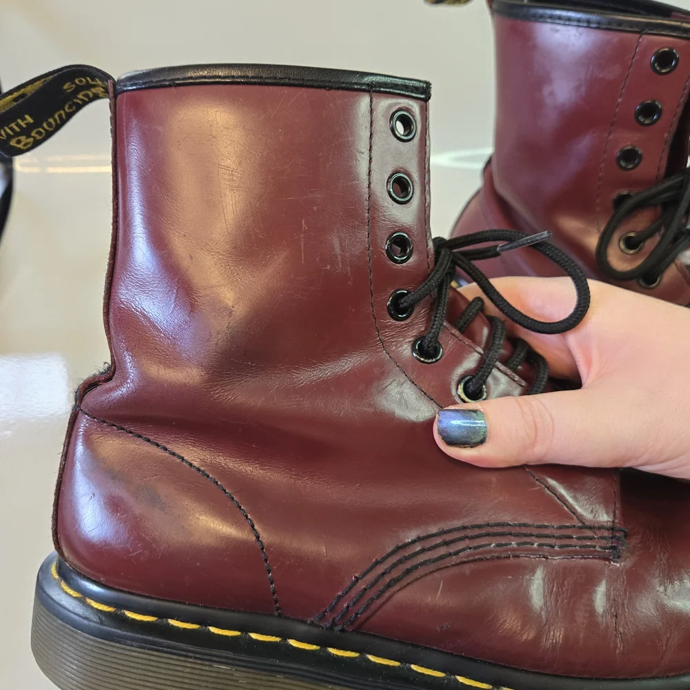 Dr. Martens Doc Martens Burgundy Leather 1460 Grunge Combat Boots 8 11821 - Picture 14 of 16